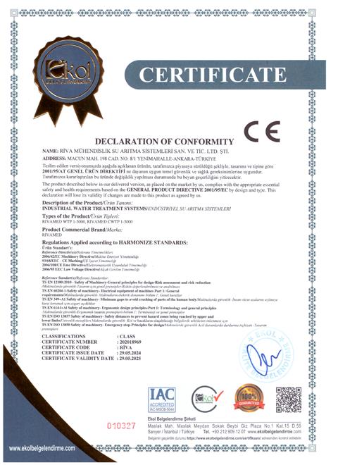 INDUSTRIAL WATER TREATMENT CE CERTIFICATION